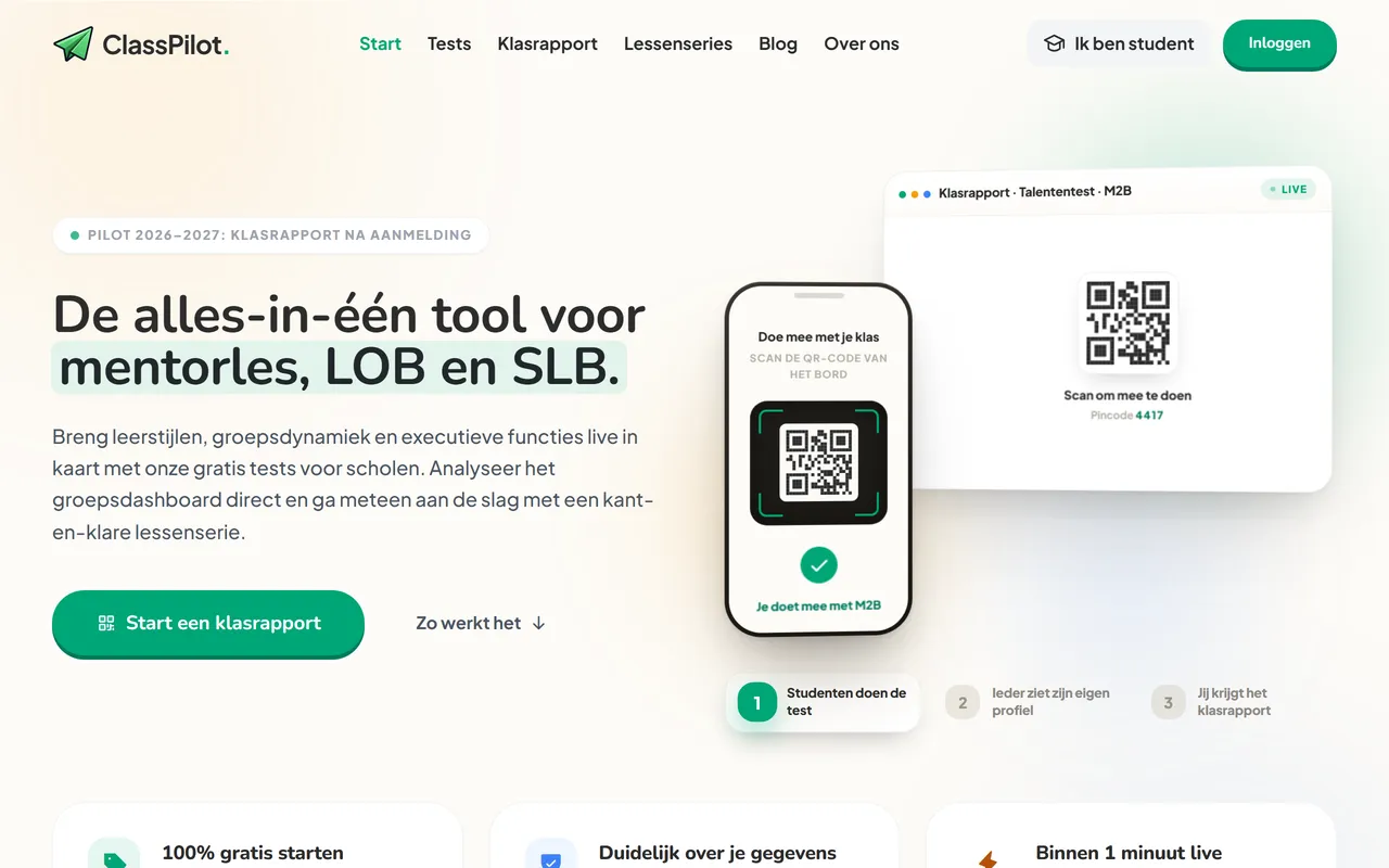 Homepage van ClassPilot