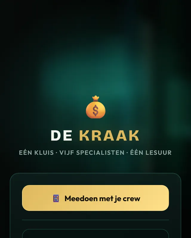 Startscherm van De Kraak, een escaperoom voor de klas
